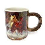 Rivers Edge Products Horse 3D Ceramic Coffee Mug with Handle, 15 Ounces, Espresso Cups and Coffee Cups Ceramic, Perfect for Coffee, Expresso, Latte, or Tea, Horse Scene