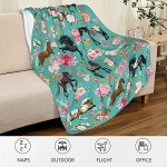 Horse Blanket Horse Gifts for Girls Women, Soft Horse Blanket for Girls, Cozy Lightweight Flowers Quilt Throw Bedding for Kids Adults Couch Bed Chair Horse Bedroom Decor, 40"X50"