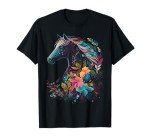 Floral Horse Spring Nature Horse Lovers Graphic T-Shirt