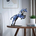 SunBlogs Art Horse Statue, Unique Metal Art Handmade Sculpture for Home Decor, Rustic Decor, Gifts for Horse Lovers (Blue)