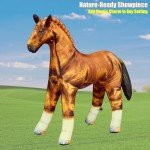 Jet Creations 38" Long Inflatable Horse, Golden Brown Lifelike Blow-Up Toy Figure for Decoration or Play, Livestock Theme Party, Pool, Birthday, VBS, Photo Prop, Baby Shower 1 pc
