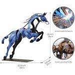 SunBlogs Art Horse Statue, Unique Metal Art Handmade Sculpture for Home Decor, Rustic Decor, Gifts for Horse Lovers (Blue)