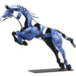 SunBlogs Art Horse Statue, Unique Metal Art Handmade Sculpture for Home Decor, Rustic Decor, Gifts for Horse Lovers (Blue)