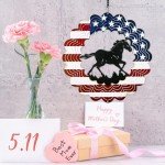 Horse Gifts for Women, Metal Horse Stuff Decorations Lawn Decor Wind Spinners, Americana Flag Decor Gifts for Women Men, Wind Chimes Outdoor Hanging 12 Inch