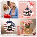 Horse Gifts for Women, Metal Horse Stuff Decorations Lawn Decor Wind Spinners, Americana Flag Decor Gifts for Women Men, Wind Chimes Outdoor Hanging 12 Inch