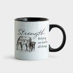 DaySpring Strength: Relying on God for All Things-Farm Fresh Faith Horse and Colt Inspirational Christian Ceramic Mug, 12 ounces, White