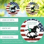 Horse Gifts for Women, Metal Horse Stuff Decorations Lawn Decor Wind Spinners, Americana Flag Decor Gifts for Women Men, Wind Chimes Outdoor Hanging 12 Inch