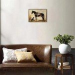 ARTZIO Vintage Framed Horse Wall Art，Dog Decor ，Animal Bathroom Aesthetic ， French Country Oil Painting，Bedroom Canvas Wall Art For Living Room，8x10in Ready To Hang