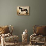 ARTZIO Vintage Framed Horse Wall Art，Dog Decor ，Animal Bathroom Aesthetic ， French Country Oil Painting，Bedroom Canvas Wall Art For Living Room，8x10in Ready To Hang