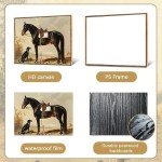 ARTZIO Vintage Framed Horse Wall Art，Dog Decor ，Animal Bathroom Aesthetic ， French Country Oil Painting，Bedroom Canvas Wall Art For Living Room，8x10in Ready To Hang