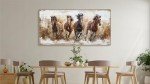 tigeridge Framed Horses Wall Art - Brown Horse Canvas Pictures Animal Wall Decor Running Horses Painting Prints Artwork for Living Room Bedroom Home Office Wall Decorations 20" x 40" Natural Frame