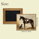 ARTZIO Vintage Framed Horse Wall Art，Dog Decor ，Animal Bathroom Aesthetic ， French Country Oil Painting，Bedroom Canvas Wall Art For Living Room，8x10in Ready To Hang