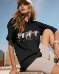 Flafens Oversized Tshirts for Women - Graphic T Shirt Loose Tees Crewneck Sleeve Top Cute Fashion Summer Pattern Print Tops, M, Three Horse