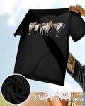 Flafens Oversized Tshirts for Women - Graphic T Shirt Loose Tees Crewneck Sleeve Top Cute Fashion Summer Pattern Print Tops, M, Three Horse