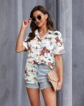 QLIPIN Western Button Up Shirts Women: Retro Cowgirl Shirt Rodeo Tops Hawaiian Summer Vacation Short Sleeve Top Blouses Apricot