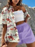 QLIPIN Western Button Up Shirts Women: Retro Cowgirl Shirt Rodeo Tops Hawaiian Summer Vacation Short Sleeve Top Blouses Apricot