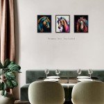 TOCDGOO Set of 4 Wild Horse Watercolor Prints - Rustic Canvas Wall Art Decor for Home, Bathroom & Bedroom - Unframed 8"x10" Animal Poster Collection - Elegant Horse Themed Decor