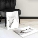 HPNIUB White Horse Wall Art Print Set Of 3 (12”X16”,Framed, Wild Horse Artwork, Animals Pictures of Horse Black White Canvas Wall Art For Bedroom Decoration, Minimalist Pint Home Decor