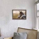 Framed Wild Horse Wall Art: 12x16 Horse Head Artwork horse Painting Animal Portrait for Wood Picture Office