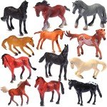 12 Pieces Horse Foal Toy Figures Realistic Horse Toy Miniature Horses Toys Kids Toddlers Horse Playset Horse Party Favors Educational Toy for Club Cake Topper Christmas Birthday Supplies