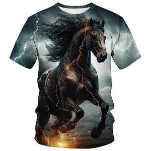 Lurhonp Mens Animal Print T-Shirt Funny Horse Short Sleeve Tee Tops,Multi3,M