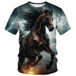 Lurhonp Mens Animal Print T-Shirt Funny Horse Short Sleeve Tee Tops,Multi3,M