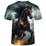 Lurhonp Mens Animal Print T-Shirt Funny Horse Short Sleeve Tee Tops,Multi3,M