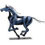 SunBlogs Art Horse Statue, Unique Metal Art Sculpture for Vintage Home Decor, Modern Decor, Gift for Horse Lovers (Blue)