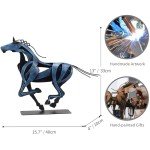 SunBlogs Art Horse Statue, Unique Metal Art Sculpture for Vintage Home Decor, Modern Decor, Gift for Horse Lovers (Blue)