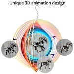 Aoedelyart 3D Animations Horse Wind Spinner for Yard and Garden,12Inch Wind Spinners Outdoor Horse Memorial Gift for Women Mom Grandma Wife,Garden Decor Metal Kinetic Yard Art Wind Sculpture