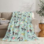 Horse Throw Blanket Super Soft Warm Floral Horse Blanket for Girls Kids, Cozy Plush Fleece Farm Stuffed Animal Horse Gifts Bedding Blanket for Women Bed Couch Sofa 40"x50"