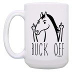 ThisWear Horse Mug Buck Off Funny Horse Mug Horse Lover Gifts Middle Finger Coffee Mug Horse Owner Gifts Gift 15-oz Coffee Mug Tea Cup 15 oz White