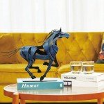 SunBlogs Art Horse Statue, Unique Metal Art Sculpture for Vintage Home Decor, Modern Decor, Gift for Horse Lovers (Blue)