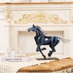 SunBlogs Art Horse Statue, Unique Metal Art Sculpture for Vintage Home Decor, Modern Decor, Gift for Horse Lovers (Blue)