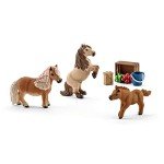 Schleich Horse Club - 8 PC Miniature Shetland Pony Family Playset with 3 Horses and Accessories - Collectable Farm Animal Figurines - Realistic Mini Horse Toys for Girls and Boys - Kids Ages 5+