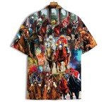 Funny Horse Hawaiian Shirts for Men, Tropical Horses Racing Short Sleeve Button Down Hawaiian Shirt 11