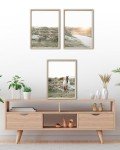 UPWOIGH Framed Wall Art, White Horse Outskirts setting sun Wood Canvas Wall Art,12"x16" Cotton Pattern Poster Wall Decor Aesthetic for Living Room Bedroom,Set of 3,Accessories