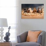 Horse Wall Art, Equine Themed Animals Galloping In The Sand Running Horses Pattern, Horse Painting Horse Pictures Wall Decor, Canvas Wall Art For Living Room Decor Aesthetic,12x18 inches,Unframed