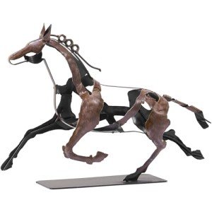 SunBlogs Art Running Horse Sculpture Decor, Handmade Metal Horse Statue Home Decor, Rustic Animal Statue Gifts for Women (Vintage Brown)