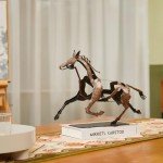 SunBlogs Art Running Horse Sculpture Decor, Handmade Metal Horse Statue Home Decor, Rustic Animal Statue Gifts for Women (Vintage Brown)