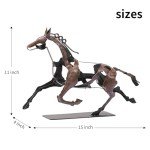 SunBlogs Art Running Horse Sculpture Decor, Handmade Metal Horse Statue Home Decor, Rustic Animal Statue Gifts for Women (Vintage Brown)