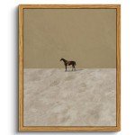 VIYYIEA Vintage Framed Horse Wall Art Decor, Living Room Bedroom Lonely Horse Pictures Retro Wall Decor, Framed Canvas Prints Artwork, Abstract Moody Paintings,8x10 Inch
