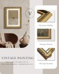 VIYYIEA Gold Framed Horse Wall Art Decor, Living Room Bedroom Lonely Horse Pictures Retro Wall Decor, Antique Picture Frame Canvas Prints Artwork, Vintage Abstract Paintings,11x14 Inch