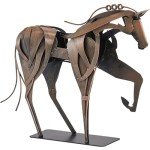 SunBlogs Art Metal Horse Statue Décor, Handmade & Hand-Painted Modern Western Horse Decoration, Rustic Iron Sculpture Gifts for Home Office for Horse Lovers