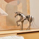 SunBlogs Art Metal Horse Statue Décor, Handmade & Hand-Painted Modern Western Horse Decoration, Rustic Iron Sculpture Gifts for Home Office for Horse Lovers