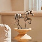 SunBlogs Art Metal Horse Statue Décor, Handmade & Hand-Painted Modern Western Horse Decoration, Rustic Iron Sculpture Gifts for Home Office for Horse Lovers