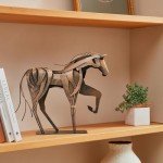 SunBlogs Art Metal Horse Statue Décor, Handmade & Hand-Painted Modern Western Horse Decoration, Rustic Iron Sculpture Gifts for Home Office for Horse Lovers