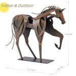 SunBlogs Art Metal Horse Statue Décor, Handmade & Hand-Painted Modern Western Horse Decoration, Rustic Iron Sculpture Gifts for Home Office for Horse Lovers
