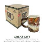Rivers Edge Products Horse 3D Ceramic Coffee Mug with Handle, 15 Ounces, Espresso Cups and Coffee Cups Ceramic, Perfect for Coffee, Expresso, Latte, or Tea, Horse Scene