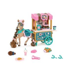 Wild Manes Horse Toys Cocoa’s Bakery Café Cart Playset with Cocoa Horse Doll Figure, Includes Brush and Play Accessories